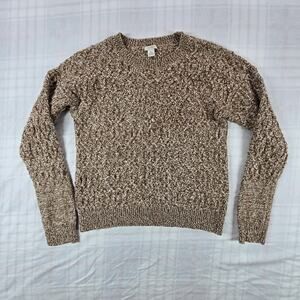 Fossil Women's Merino Wool Silk Blend Marled Long Sleeve Cropped Sweater XS